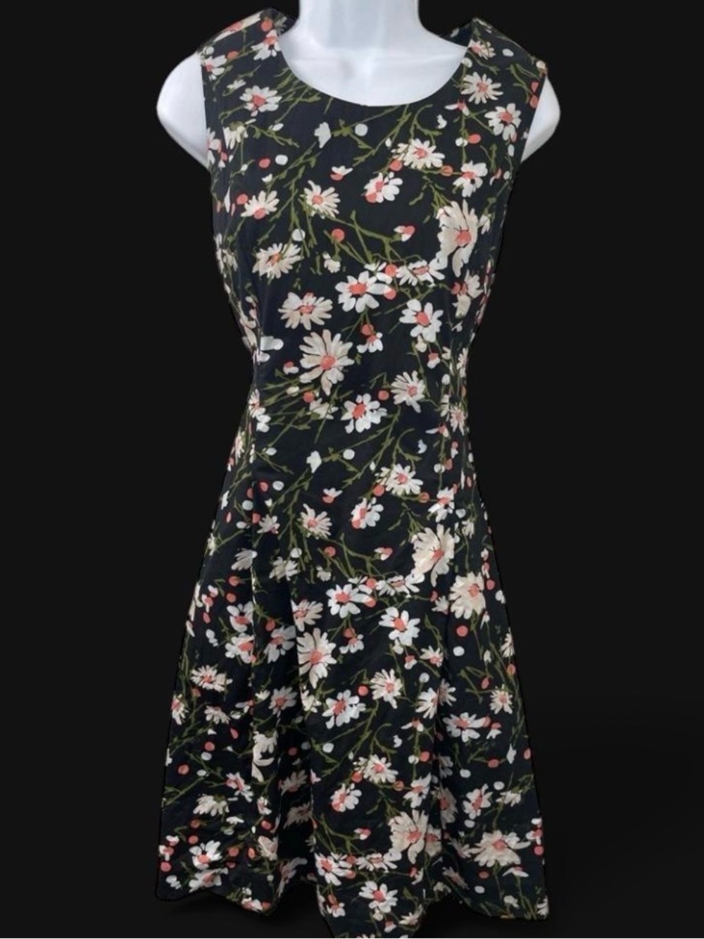 Lord & Taylor Black Floral Cotton Dress-size 6